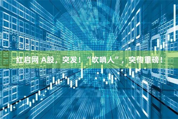 红启网 A股，突发！“吹哨人”，突传重磅！